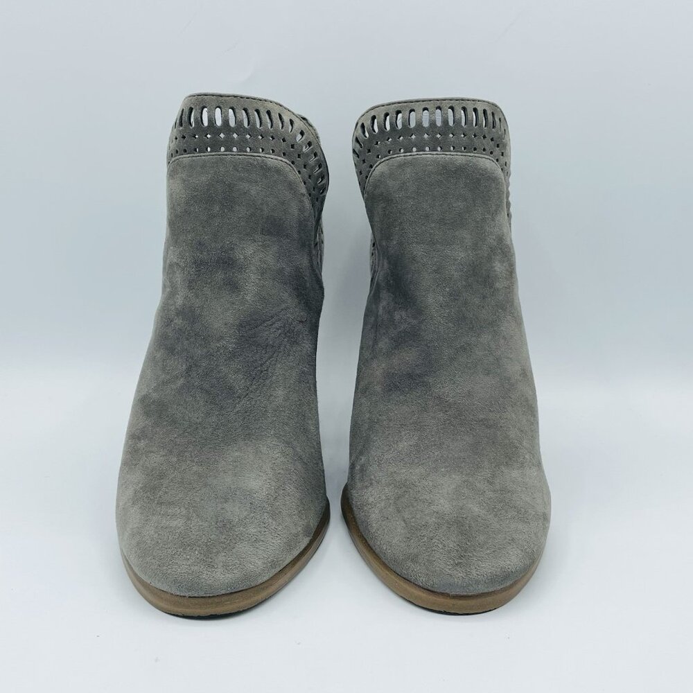 Vince Camuto Boots Womens Size 8 Gray Suede Leather Zip Ankle Heel Booties - Picture 4 of 11
